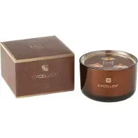 J-Line geurkaars Large Excellent Siberia Fir bruin - glas - 40 uur brandduur - 13 x 13 x 8 cm