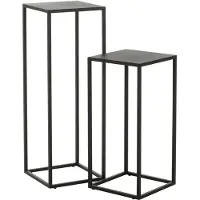 J-Line Set of 2 side tables square metal black