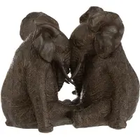 J-Line Olifant Koppel decoratie - polyresin - donkerbruin