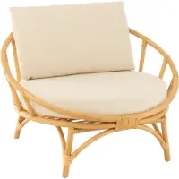 J-Line Stoel+Kussen Rotan/Textiel Naturel/Wit
