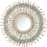 J-Line Spiegel Rond Zon Hout Whitewash
