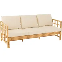 J-Line Sofa Elise+Kussen 3 Personen Rotan/Textiel Naturel/Wit