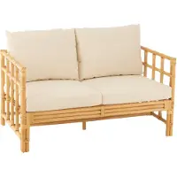 J-Line Sofa Elise+Kussen 2 Personen Rotan/Textiel Naturel/Wit