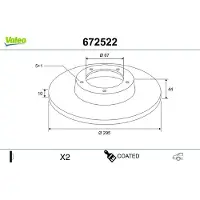 Valeo 672522 Remschijf