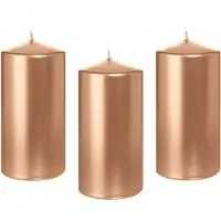 Trend Candles Cilinderkaars/stompkaars - 10x - roségoud - 6 x 12 cm - 40 branduren - horeca kaarsen