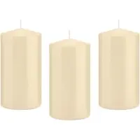 Trend Candles Cilinderkaars/stompkaars - 8x - cremewit - 8 x 15 cm - 69 branduren - horeca kaarsen