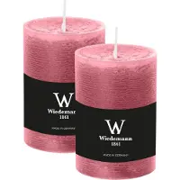 Wiedemann Cilinderkaars/stompkaars - 2x - rustieke kaars - oudroze - 7 x 10 cm - 43 branduren