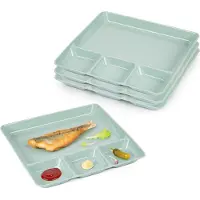 PlasticForte Vakjesborden - 12x stuks - groen - gourmetbord - 4-vaks - kunststof - 26 x 24 cm - fonduebord