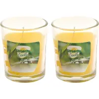 Pro Garden Citronella kaars - 3x - in transparant glas - 5 x 6 cm - citrusgeur