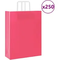 vidaXL Papieren zakken 250 st met hengsels 32x12x42 cm roze