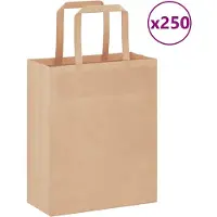vidaXL Papieren zakken 250 st met hengsels 18x8x22 cm bruin