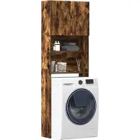 vidaXL Wasmachinekast 64x24x190 cm bewerkt hout gerookt eikenkleurig
