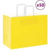 vidaXL Papieren zakken 50 st met hengsels 32x17x25 cm geel
