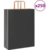 vidaXL Papieren zakken 250 st met hengsels 32x12x42 cm zwart