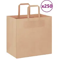 vidaXL Papieren zakken 250 st met hengsels 26x17x25 cm bruin