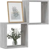 vidaXL Wandrekken Kubus 2 st 30x15x30 cm grijs sonoma