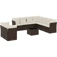 vidaXL 10-delige Loungeset met kussens poly rattan bruin