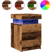 vidaXL Nachtkastjes 2 st met LED 35x39x55 cm hout oud houtkleurig