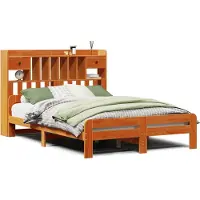 vidaXL Bed met boekenkast zonder matras grenenhout wasbruin 150x200 cm