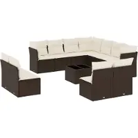 vidaXL 12-delige Loungeset met kussens poly rattan bruin