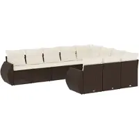 vidaXL 10-delige Loungeset met kussens poly rattan bruin