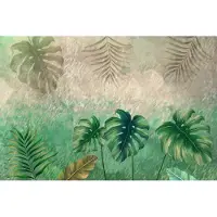 Karo-art 368cm X 280cm - Fotobehang - Tropische planten op een abstracte achtergrond, 11 maten, prachtig behang, inclusief behanglijm