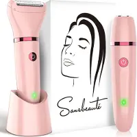 Sansbeauté 2-in-1 Ladyshave Gezicht - Oksels - Benen - Bikinilijn - Scheerapparaat Vrouw - Ontharingsapparaat Electrisch Ontharen - Gezichtsontharing Dames - Trimmer Vrouw - Ladyshaves Bikini - USB Oplaadbaar