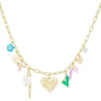 Yehwang bedel zomer ketting met gekleurde bedels - goud - stainless steel - cadeau - dames