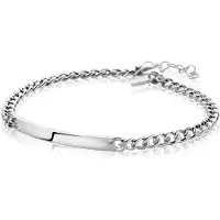 Zinzi zilveren gourmet armband 4mm breed met plaat 18-21cm ZIA2271