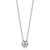 Zinzi zilveren ketting met hanger rond wit 40-45cm ZIC1775