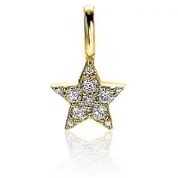 Zinzi zilveren ster hanger in geel verguld 13mm wit ZIH2138Y (zonder collier)
