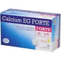 EG NV Calcium EG Forte | 1000 mg Calcium & 800 I.e. vitamine D3 | Citroen Smaak | Behoud van Sterke & Gezonde Botten 90 St Kauwtabletten