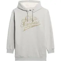 Superdry Dames Luxe grijze jurk met capuchon en metalen Luxe logo (XXS/XS), Casual, Grijs, Katoen, Lange mouwen W8011756A