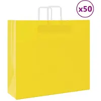 vidaXL Papieren zakken 50 st met hengsels 54x15x49 cm geel