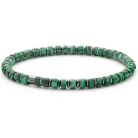 Frank 1967 7FB-0597 Kralen Armband - Heren - Beads - 4 x 2 mm - Pauw Tijgeroog - Staal - Rekbaar - 19 cm - Groen