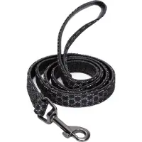 Nobleza Hondenriem - Zwarte reflecterende hondenriem - waterproof - Kunstleer - Lengte 120 cm - Zwart met grijs