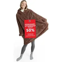 Blumtal Fleece Hoodie Deken met Mouwen - Draagbare cosy deken - hoodie deken met 2 voorzakken en capuchon small- Bruin