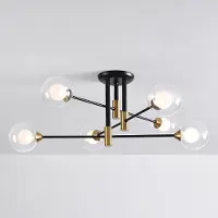 LumenXL Design plafondlamp zwart met goud, 6-lichts - Aura