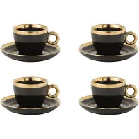 J-Line kop + schoteltje - keramiek - goud/zwart - doos van 4
