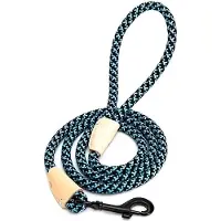 Nobleza Hondenriem - Lengte 130 cm - Puppyriem - Uitlaatriem - Rond - Polyester - Leder - Zwart / Lichtblauw