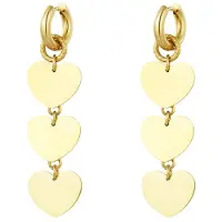 Yehwang Triple lover oorbellen - hartjes - Goudkleur