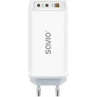 Savio LA-07 GaN 65W netlader, USB, QC4.0+, PD 3.0, wit