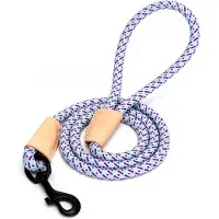 Nobleza Hondenriem 130 cm - Leuke frisse uitlaatriem - Mooie ronde hondenriem - Polyester met leder afwerking - lichtblauw / paars