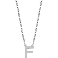 New Bling Cadeau voor haar 9NB-907F Zilveren Ketting Dames - letterhanger - F - Initiaal sieraad - Zilverkleurig