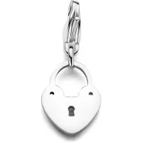CO88 Collection 8CH-00021 Stalen Bedel - Hangslot - Hartje - 15 x 11 mm - Carabijnhaak - Cadeau voor haar - Zilverkleurig