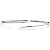 CO88 Collection 8CB-90803 Stalen Armband - Dames - Bangle met Parel aan Uiteinde - 60 x 51 mm - Parel 4 mm Doorsnee - Zilverkleurig