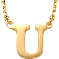 New Bling 9NBG-900U Gouden Ketting met Letter U - 6mm - Ankerschakel - 38+2,5+2,5cm - Initiaal sieraad - 14 Karaat - Goud
