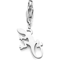 CO88 Collection 8CH-00019 Stalen Bedel - met Hagedis - Edelstaal - 17 x 10 mm - Carabijnhaak - Zilverkleurig