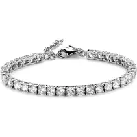 New Bling 9NB-0622-R Zilveren Armband - Dames - Tennisarmband - Zirkonia - 5 mm - Rhodium - 15,5 + 3 cm - Zilver