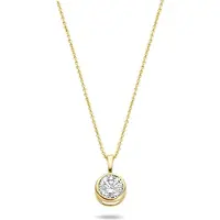 New Bling 9NBG-0235 Gouden Ketting met Hangertje - Dames - Zirkonia - 6 mm Doorsnee - In Kastje Gezet - Ankerschakel - 39 + 3 + 3 cm - 14 Karaat - Goud